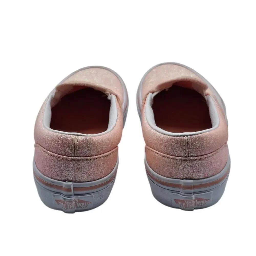 Vans Pink Apricot Nectar Glitter Classic Slip On Skate Sneaker